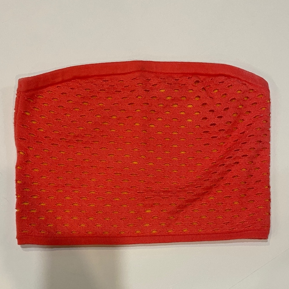 AERIE HOT PINK AND ORANGE LASER CUT TUBE TOP• NWOT• size medium